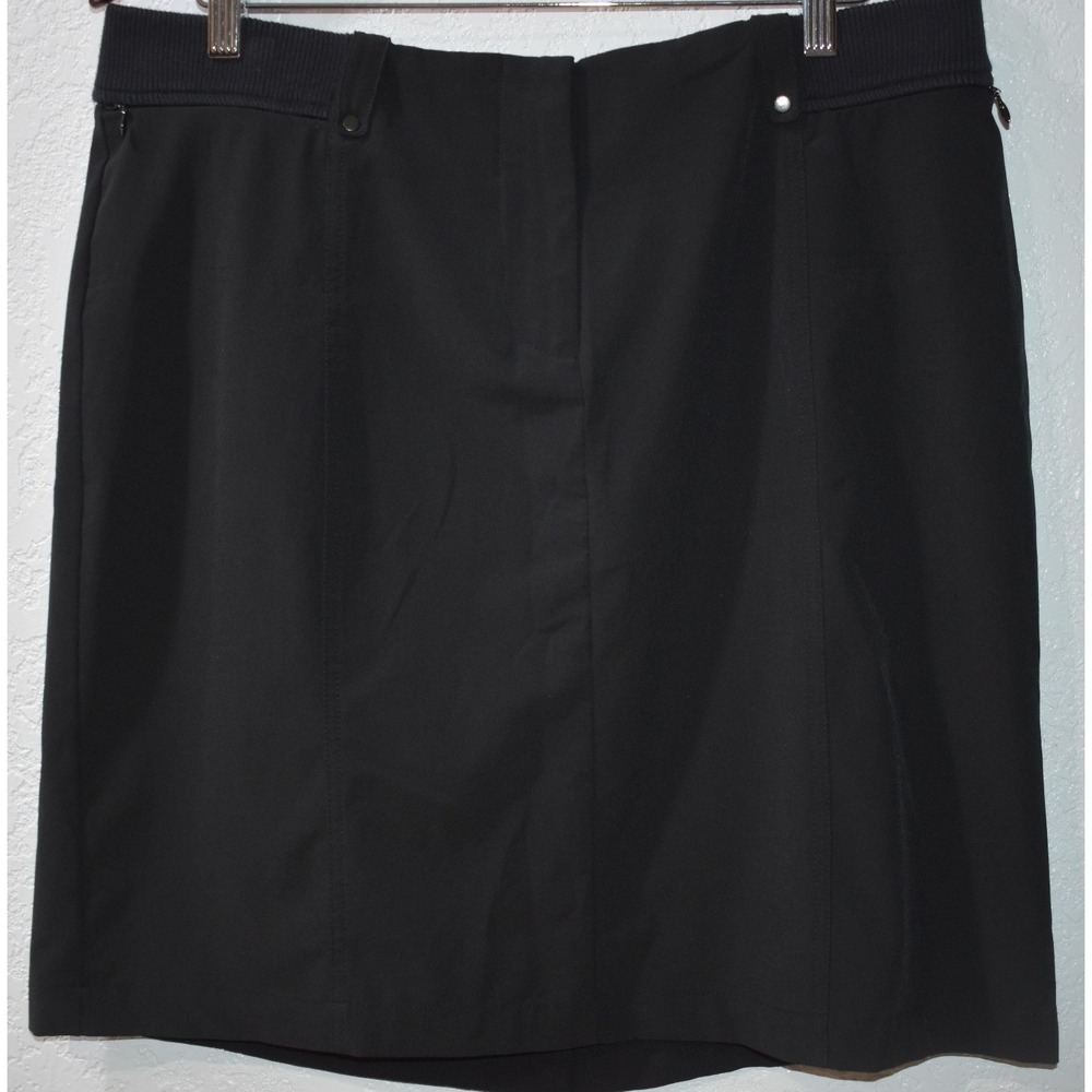 Zenergy Chicos Black Ribbed Waist Skirt 2/Large Athleisure Travel Stretch Casual